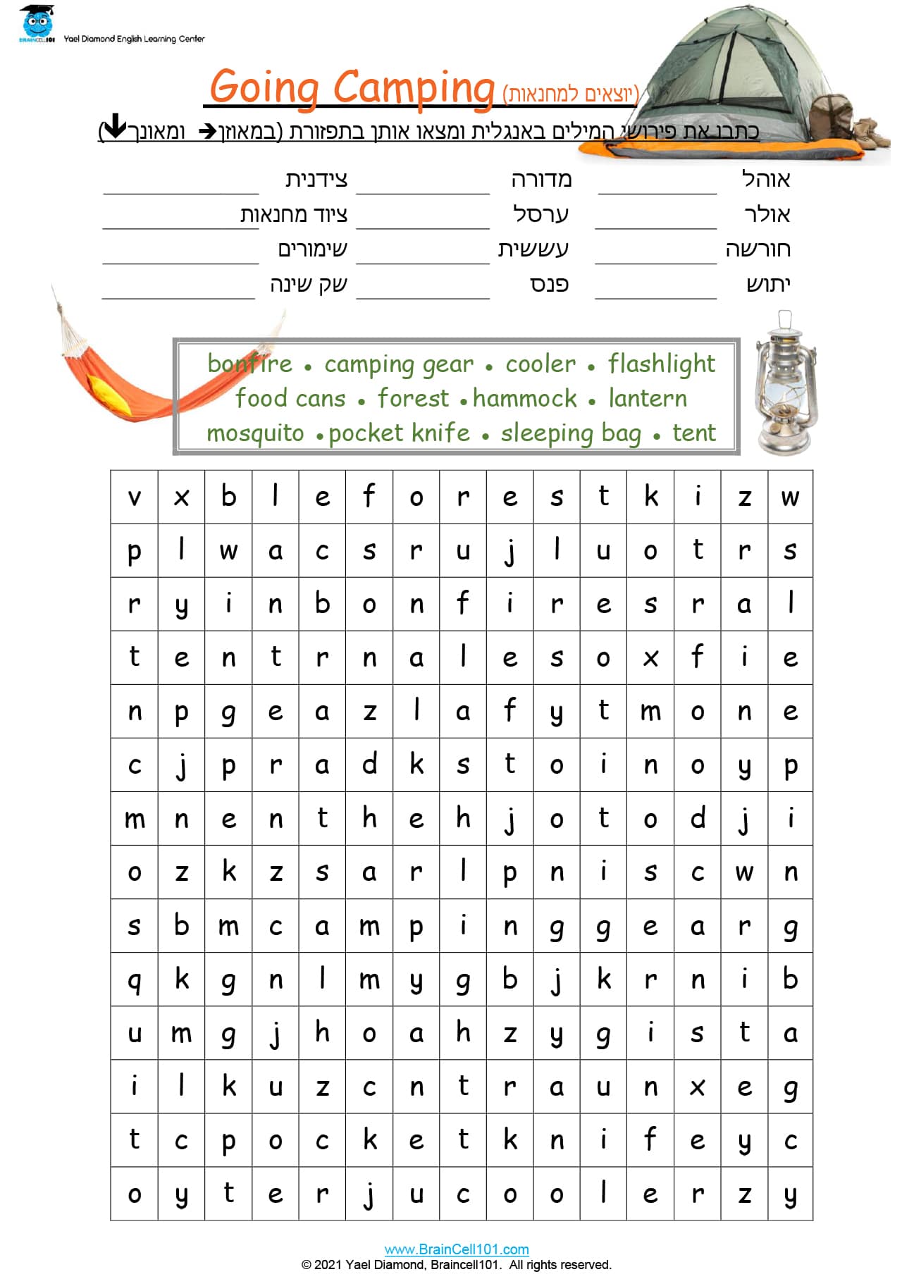 Crossword Puzzle Camping braincell101